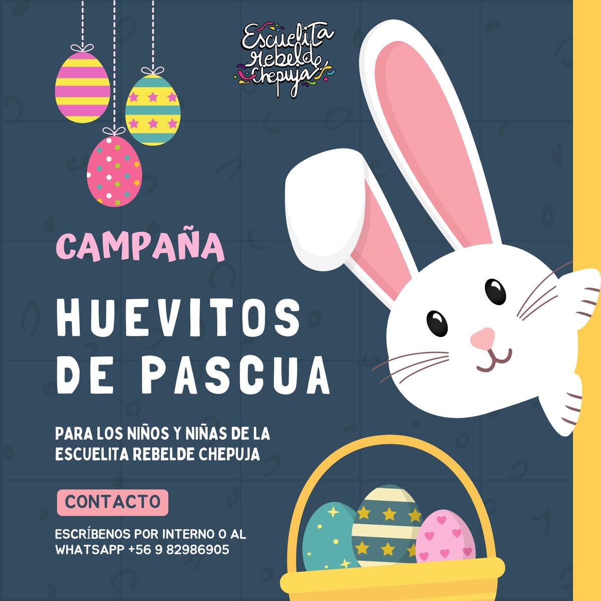 CAMPAÑA | Estamos recolectando huevitos de chocolate para los niños y niñas de la <a href="/escuelarebelde/">Escuelita Rebelde Chepuja</a>. 

Se agradece difusión 📣

#Antofagasta