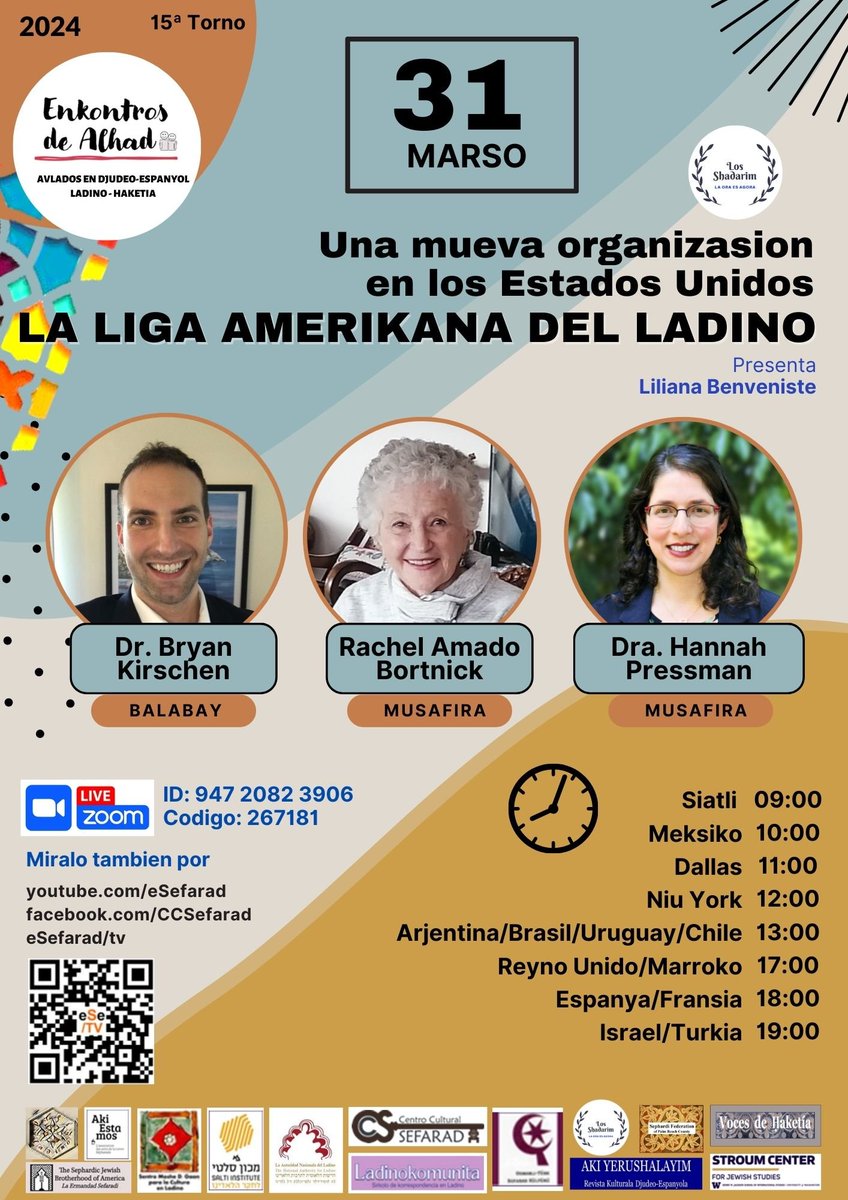 Keresh ambezarvos mas de la mueva Liga Amerikana del #Ladino? Venid al Enkontro de Alhad venidero, 31 marso a las 12:00 ET para asaventar mas. Para otros detalios, echad un ojo al reklam:
ZOOM ID: 947 2082 3906 – Kodigo: 267181 <a href="/EnkontrosAlhad/">Enkontros de Alhad</a>