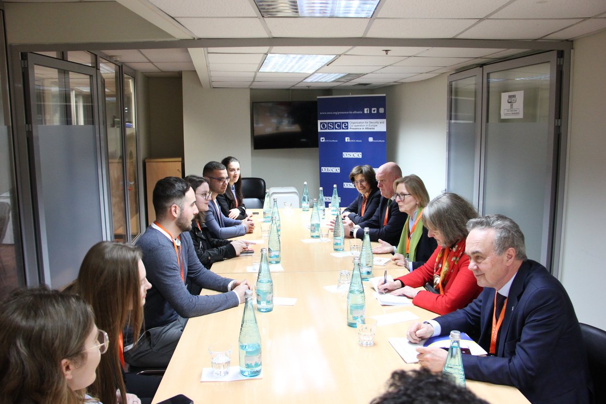 OSCEambAL's tweet photo. Short but comprehensive visit today - pleased for possibility to share thoughts with &amp; by @osceinalbania &amp; our #Youth Advisory Group. https://t.co/YeWAj6nNvV