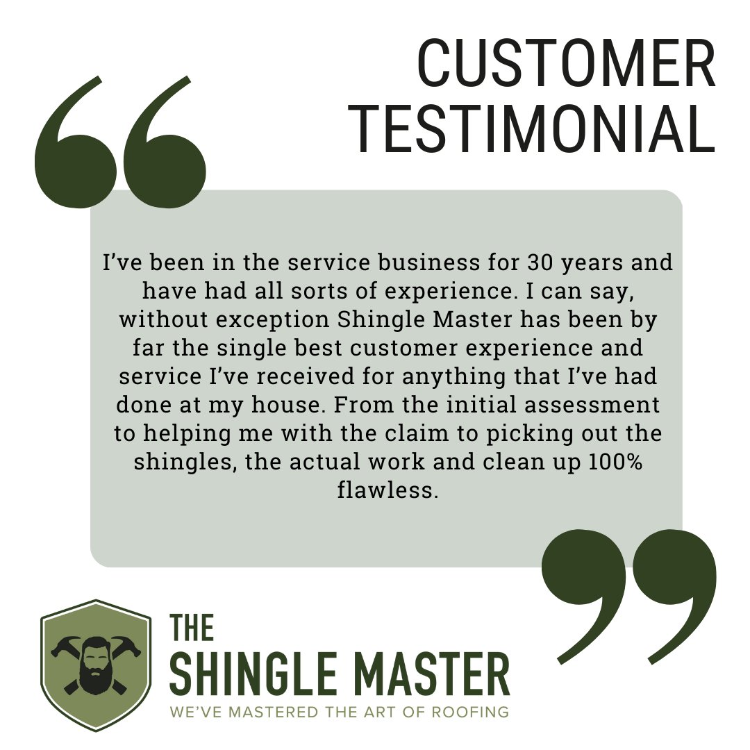 Check out one of our latest customer reviews. We pride ourselves on providing excellent customer service. Contact us for your roofing needs now (tracking number). #theshinglemaster #eatsleeproof #protectingwhatmatters #excellentcustomerservice

Call us: (919) 324-6516