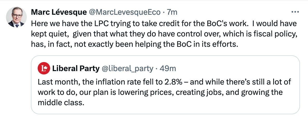 Wait a minute the Liberals didn't create the narrative here IF we are going to have to entertain weeks & weeks of news coverage entertaining every bimbo who suggests rising inflation is Trudeau's fault....you are going to have to accept that when it falls, it's also his #cdnpoli