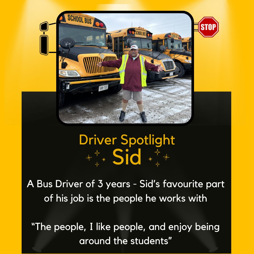 Instagram: 🌟Driver Spotlight: Meet Sid!🌟 Visit mybigyellowbus.ca/become-a-bus-d… to find out how you can become an important part of your community as a bus driver @gowithelgie @MurphyBus @SharpBus First Student-St Thomas, Voyago & LangsBus