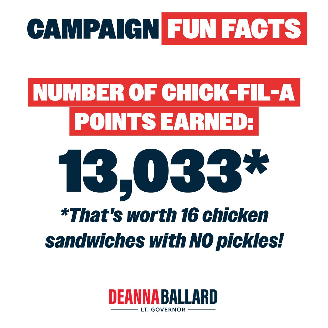 DeannaBallardNC's tweet photo. You all know where I stand on my @ChickfilA order (though it was more controversial than I thought it'd be), a singular chicken sandwich with NO pickles and a sweet tea. Well, after 6 months of campaigning, I'm proud of my Signature Member status at my favorite drive-thru and looking forward to at least 16 chicken sandwiches on these points!

#TeamBallard #NCGOP #LtGov
