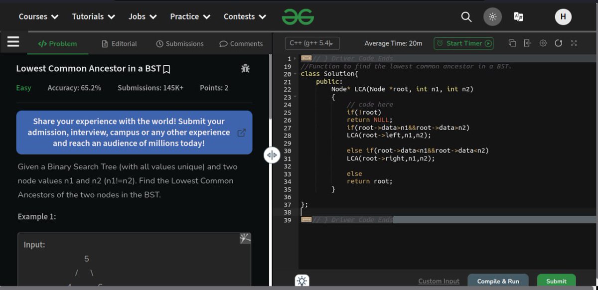 himanshura_i's tweet image. Day 154 of #180daysofcoding

#dev
In React:
-Props drilling.
-builded an accordion.
- State lift.
- React Context.

#dsa
In BST:
-Lowest common ancestor.
- Print element in given range.
- Check dead end.
- Common Node.
