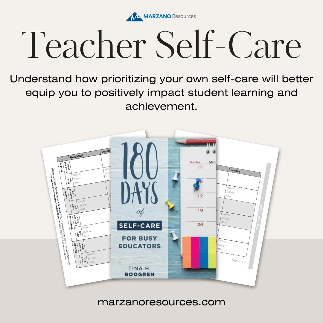 🍎 Boost your well-being with '180 Days of Self-Care for Busy Educators' by Tina H. Boogren 📚! Enjoy 36 weeks of self-care strategies. 🌱 Download Free Reproducibles & get the book here 👉: bit.ly/3sijG9w #TeacherWellness #EducatorSelfCare #PrioritizeYou