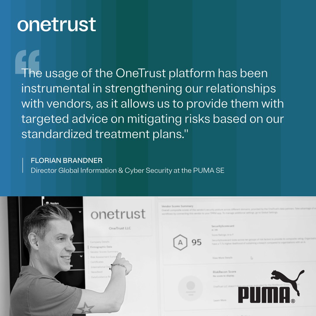 Get inspired by how PUMA reinvented vendor risk management. They cut down its process time by 80%.

These are the OneTrust's solutions we help them with: onetrust.com/customers/puma…