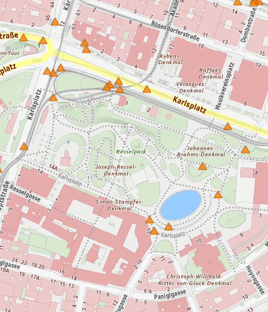 ulrich_leth's tweet photo. @gelbmoeschtlar @Stadt_Wien @radlobby @tu_wien @fahrradwien @gehtdoch_at @SP_Wien @NeosWien Dort wird man als Fußgänger generell nicht niedergemäht. Sagt zumindest die Verkehrsunfallkarte der Fußgängerunfälle der letzten 10 Jahre. 
Zur Relation auch ein bissl größerer Ausschnitt. https://t.co/YcKtI4Bdl3