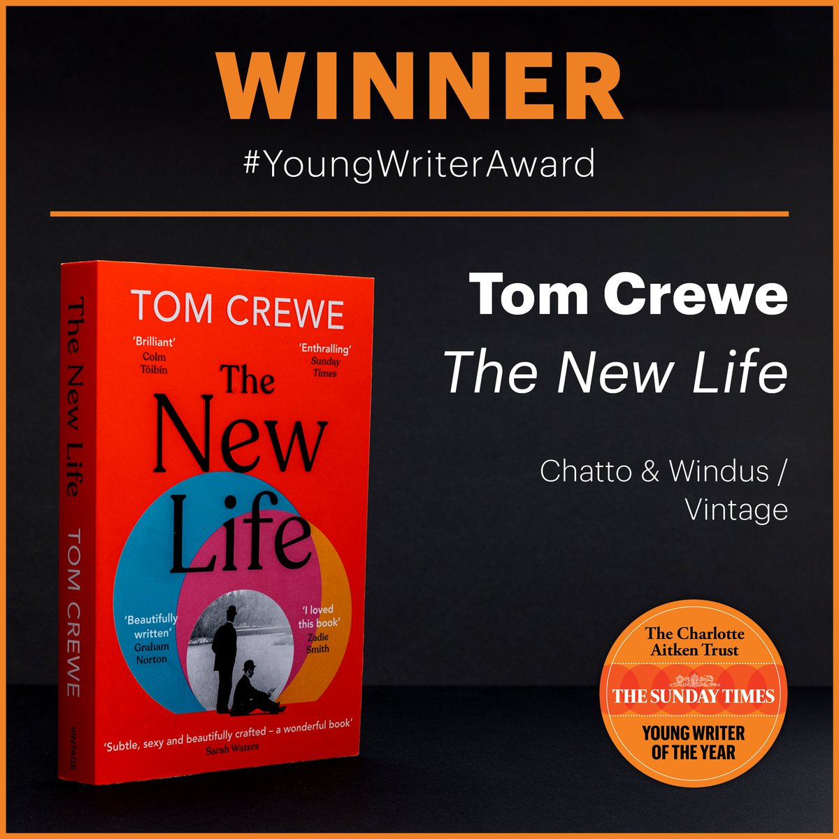 Tom Crewe is the winner of the Young Writer of the Year award for his novel The New Life