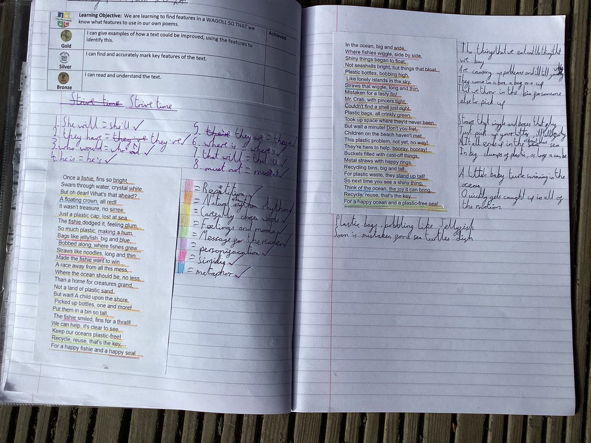 JCAWakefield's tweet photo. After annotating poems, Year 5 wrote poems about plastic pollution, using personification, similes and metaphors. They performed their poems, focusing on pitch, volume and intonation. #SmallThingsMakeABigDifference 🌎 🌊 https://t.co/YZNv8dbaG9