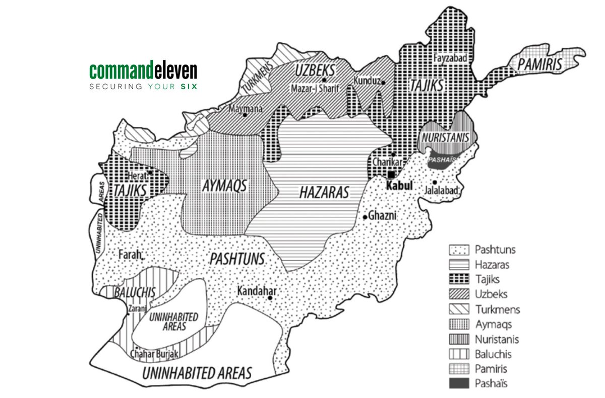 commandeleven's tweet photo. Let's understand #ISKP's control of #Afghanistan, based on how they have been able to recruit non-Pashtuns first.

ISKP leadership has recruited #Hazaras, #Uzbeks, #Tajiks, and #Turkmens into their organizational structure, giving them leadership positions.

They have also eroded #Taliban support among the #Pashtuns, by painting them as proxies of the Western powers.

There are approximately 400+ Pashtuns joining ISKP daily from the Taliban and other groups, who have lost faith in the Taliban leadership. This includes the warlords that control Nuristan, Khost and other border provinces of Afghanistan to Pakistan.