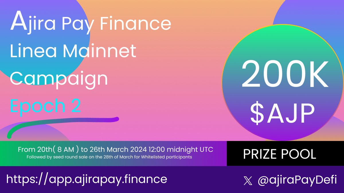 ajiraPayDefi's tweet image. Gm frens, as always, thank you so much for your massive support🫂

Epoch 2 of our incentivized mainnet campaign on @LineaBuild via @IntractCampaign resumes this Wednesday 20th at 8:00 AM UTC 

Get started here 👉 intract.io/quest/65ec2a0b…

Rewards in $AJP 🎁 #OnLinea #WeMetOnLinea
