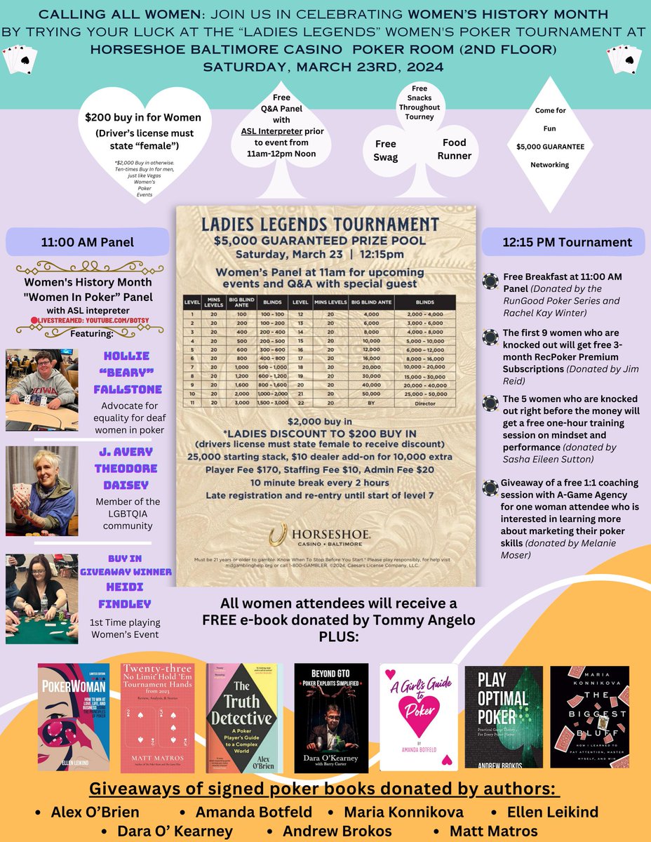 @BmorePoker @RGPokerSeries @RachKayPhoto BREAKING: The @WPAGlobal is uplifting the Mwrch 23rd @BmorePoker Women's Tournament & providing a WPA Trophy + Final Table Swag, including card protectors, luggage tags, patches, & pens with little bags to hold all of your things. Thanks @WPAGlobal for making this a trophy event!