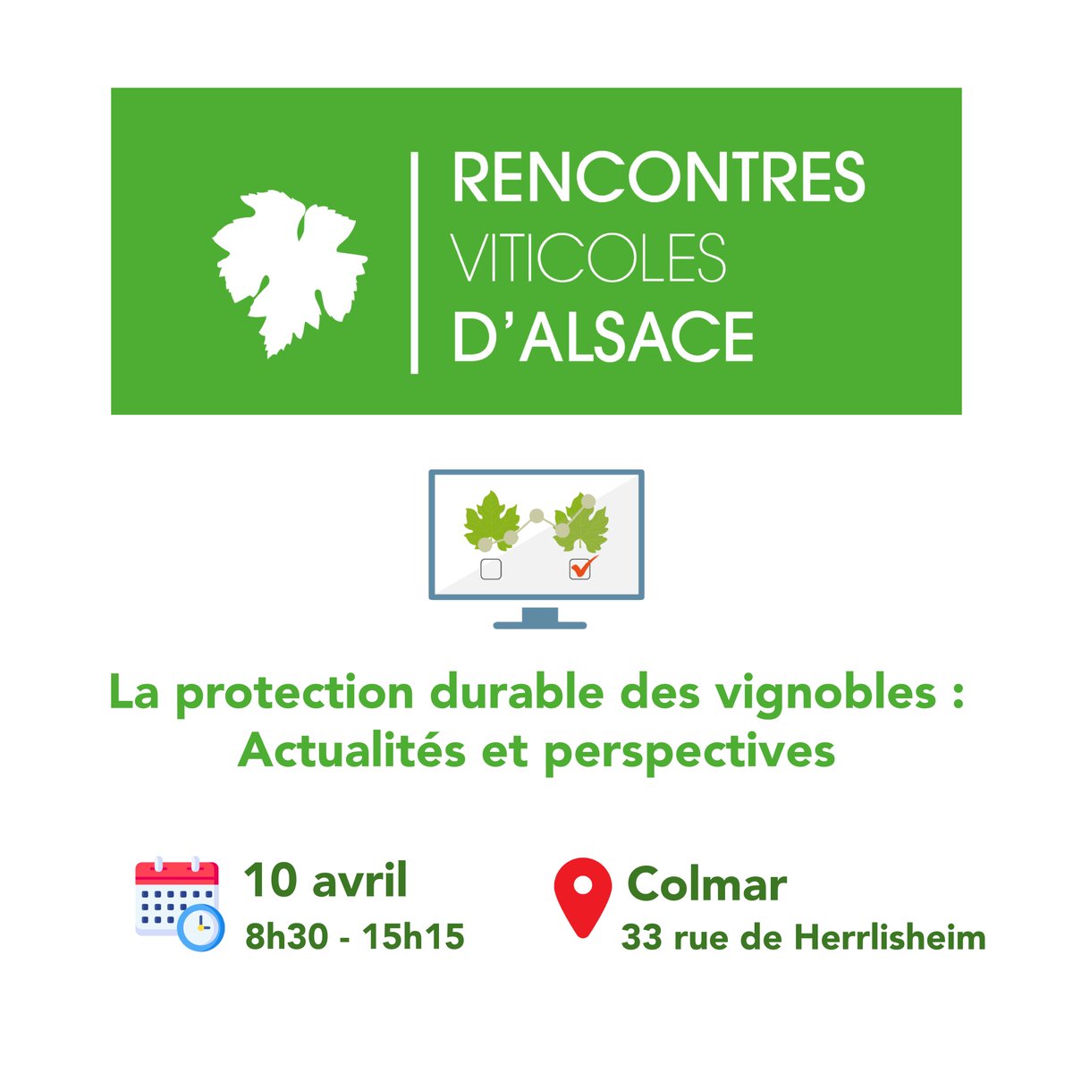 ⌛ N'oubliez pas de vous inscrire pour les Rencontres Viticoles d'Alsace 📅 10 avril 2024 🕣 8h30 - 15h15 📍 Université de Haute-Alsace, Colmar Découvrez le programme et inscrivez vous 👇 my.weezevent.com/rencontres-vit… #colloque #biocontrôle #OAD #protection #vignoble