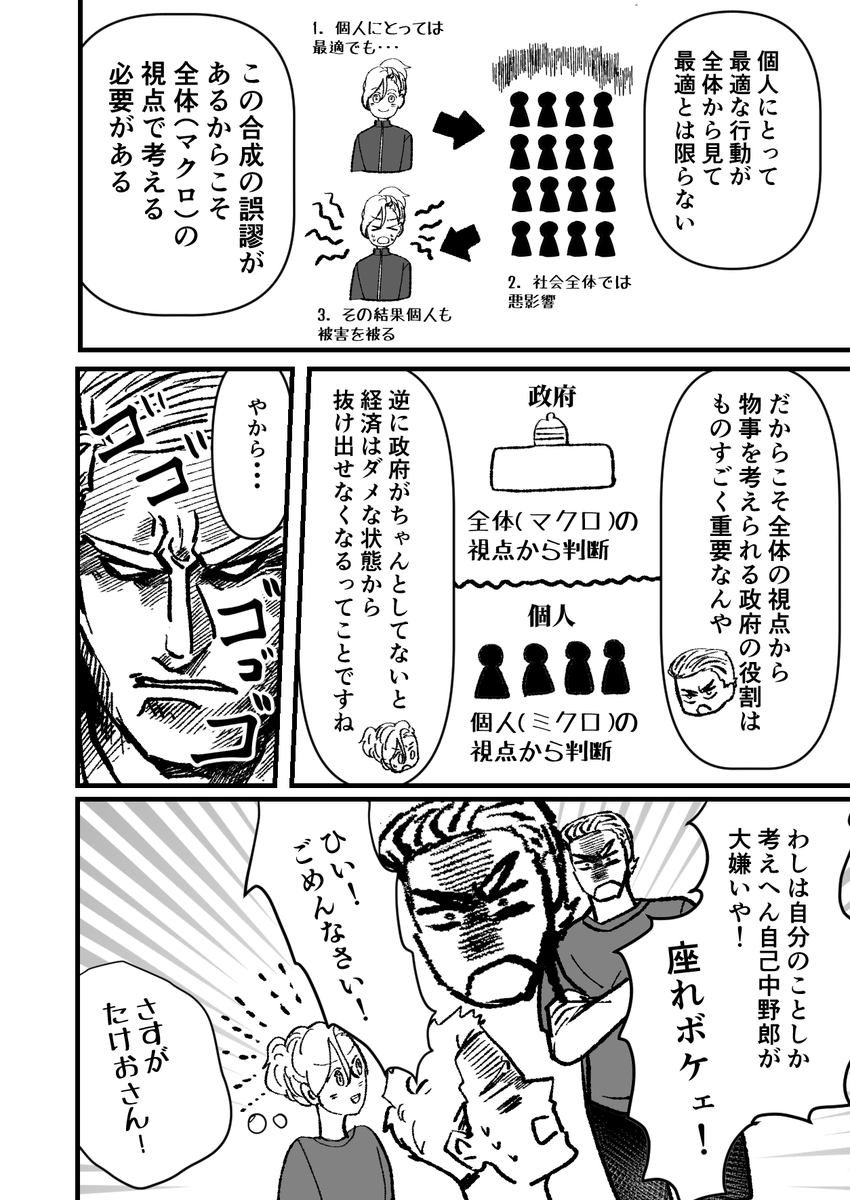 ヤンキーが合成の誤謬について解説する漫画(4/4)End
#日本経済を解説するヤンキー 
