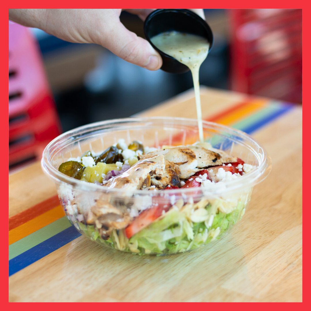 Spring essentials unlocked 🌷🥗 We’re celebrating the first day of spring with the return our Seasonal Spark Salad – filled with grilled chicken, strawberries, pineapple, candied jalapeños, almonds, diced red union, feta and citrus vinaigrette!