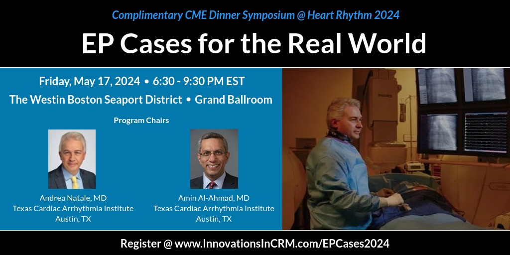 #EPeeps Join the Chairs @natale_md @aalahmadmd & expert faculty for EP Cases for the Real World @ #HRS2024, featuring cases from renowned centers that present unique clinical scenarios, advanced techniques & emerging technologies. Register @ InnovationsInCRM.com/epcases2024 @tcainstitute