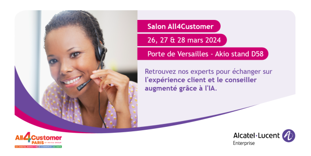 c_grigoras's tweet photo. Nous vous invitons à la conférence sur l'apport de l'#IA dans la relation client, mardi 26 à 14h, Amphithéatre Verdi. Retrouvez-nous sur le stand D58 pour une démonstration de la solution ALE Connect avec notre partenaire @Akio_CX. #WhereEverythingConnects https://t.co/BWgqzPmINh https://t.co/e8MgNzTJdM