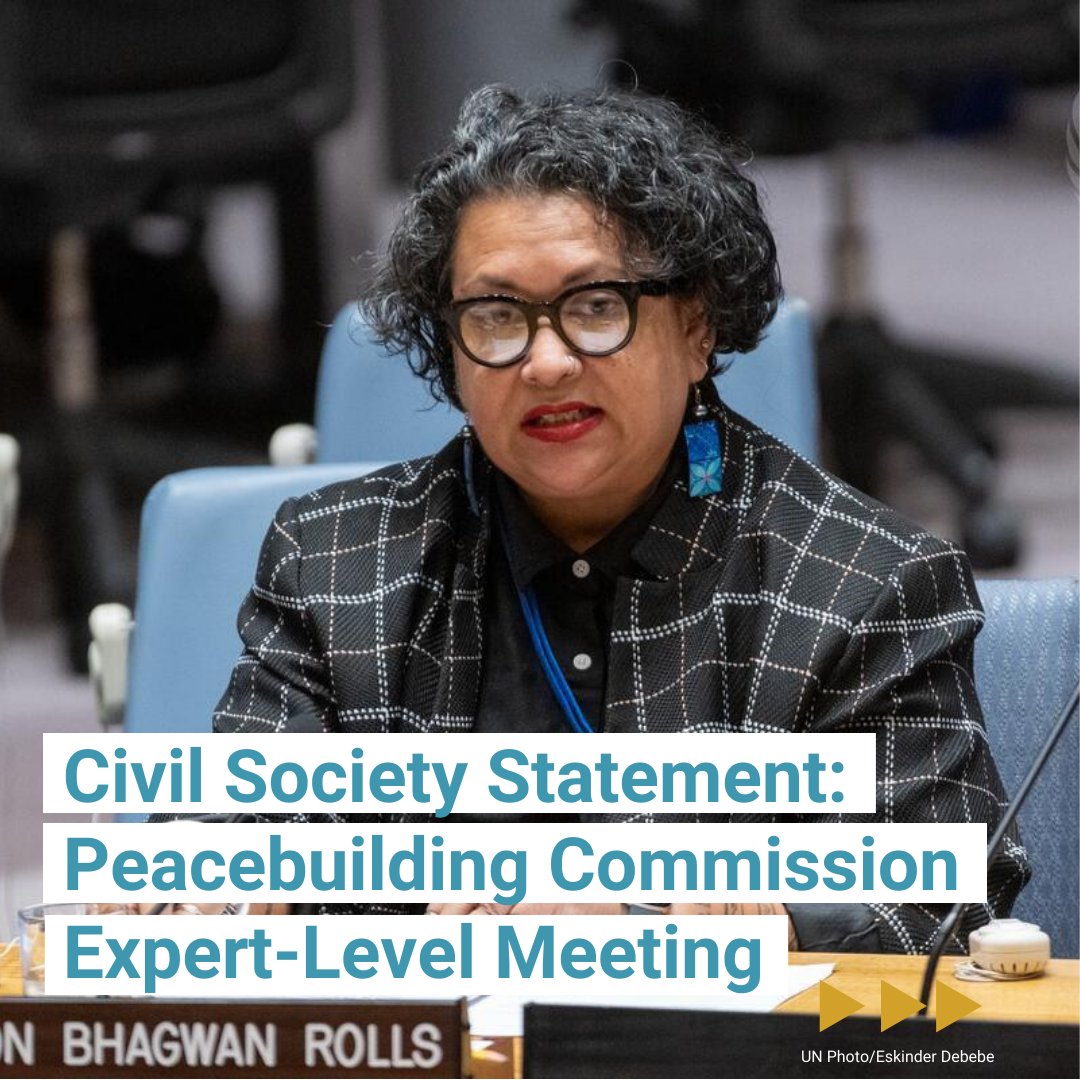 Civil Society Statement: #PeacebuildingCommission Expert-Level Meeting ⤵️

@sharonfiji of @PacWPSMediators shared 4⃣ points for consideration, including creating a foundation for more regular engagement w/ women peacebuilders and #PeacebuildingNetworks.

➡️bit.ly/3PwkT5t