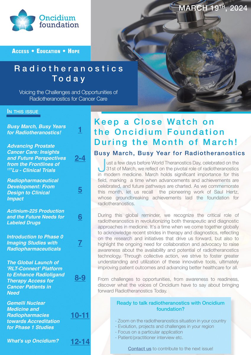 #RadiotheranosticsToday, the Oncidium foundation review is out 📢 In this edition, we acknowledge the pivotal role of #radiotheranostics in modern medicine and discuss on future directions to improve patient access and outcomes. Access here: buff.ly/3vhvlXE