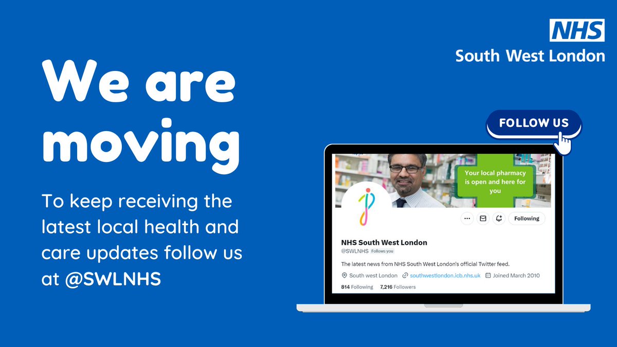 We’re moving! This channel will no longer be updated and will close on 12 April 2024. For the latest news, follow us @SWLNHS