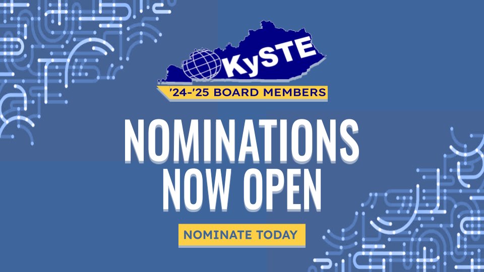 📣 Attention CIOs, DLCs, and all KY Educators! Shape the future of #edtech in Kentucky by nominating yourself or a colleague for the KySTE Board! 🌟 Don't miss out on this opportunity to make a difference! Nominate now: bit.ly/KySTENominatio… #KySTE25 #EdTech #NominateToday ✨