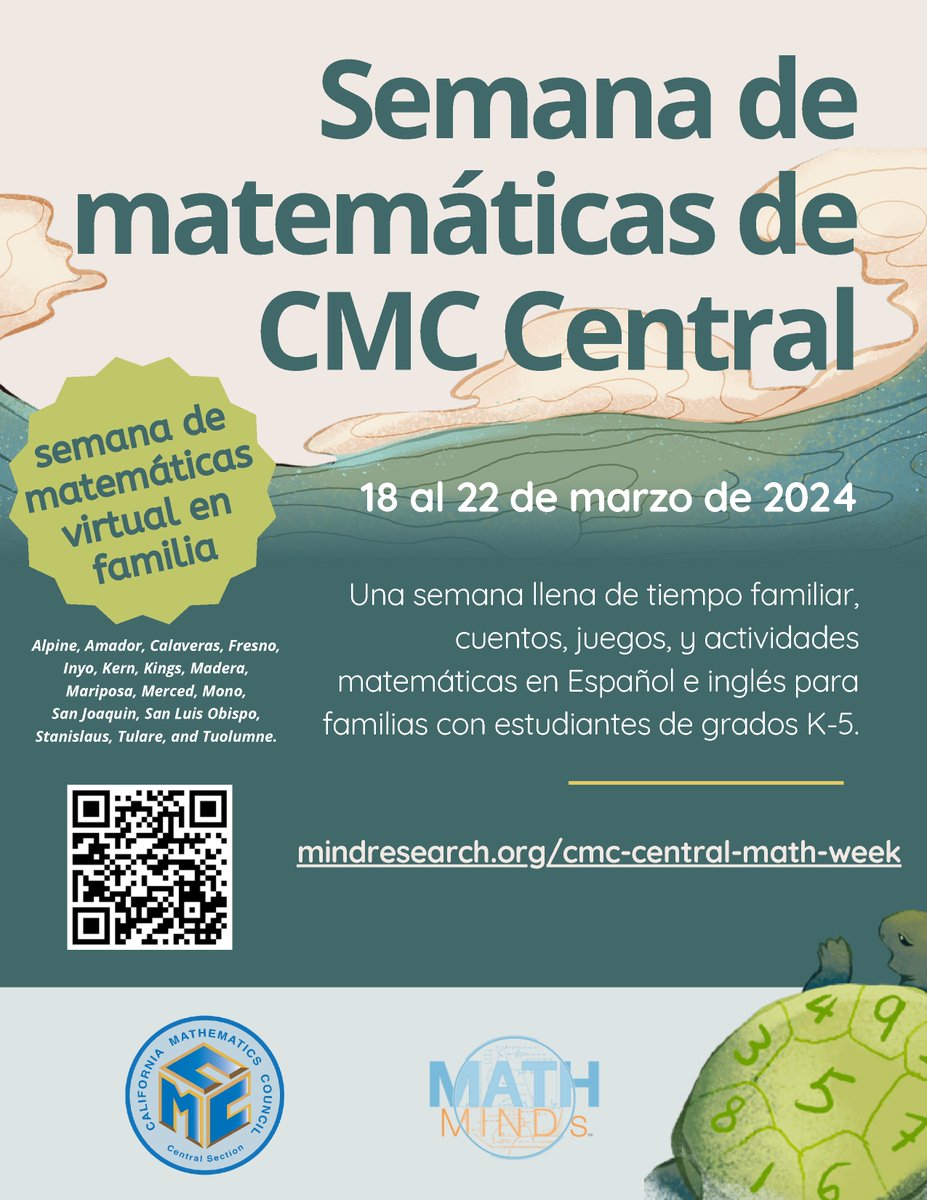 KCSOS is supporting another FREE virtual family math week in partnership with MIND Research Institute and the California Mathematics Council this week! Stories, games, and math activities in English and Spanish are available here: mindresearch.org/cmc-central-ma…