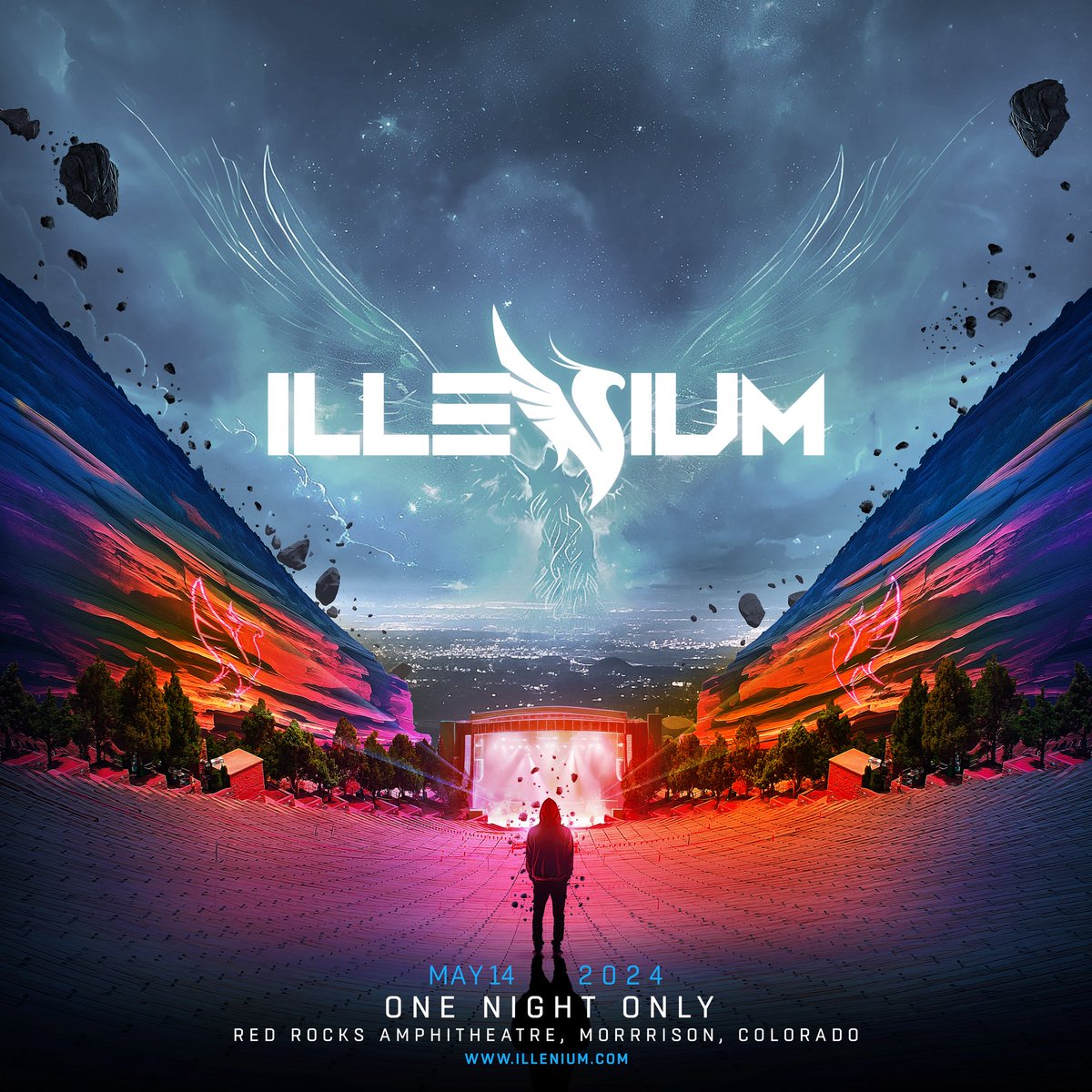 ILLENIUM's tweet photo. Red Rocks for ONE NIGHT ONLY on Tuesday, May 14th!! Can’t wait to be back at one of my favorite venues in the world ❤️ On sale this Friday at 10am mst!

Info → https://t.co/gAbXub5eB9 https://t.co/YyhIhs0i2K