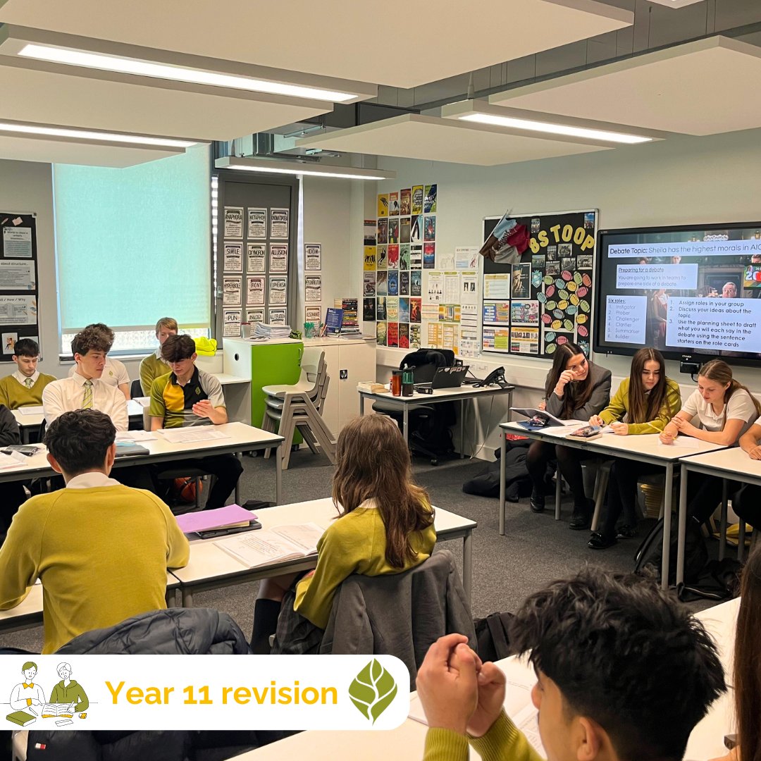 Our #Yr11 #students recently had a lively debate on morality in '#AnInspectorCalls' during their #Englishclass.👏 

A massive thank you to Ms. Benson for leading Saturday #revisionclasses where students were exceptionally engaged & imaginative. Keep up the good work & #revision!