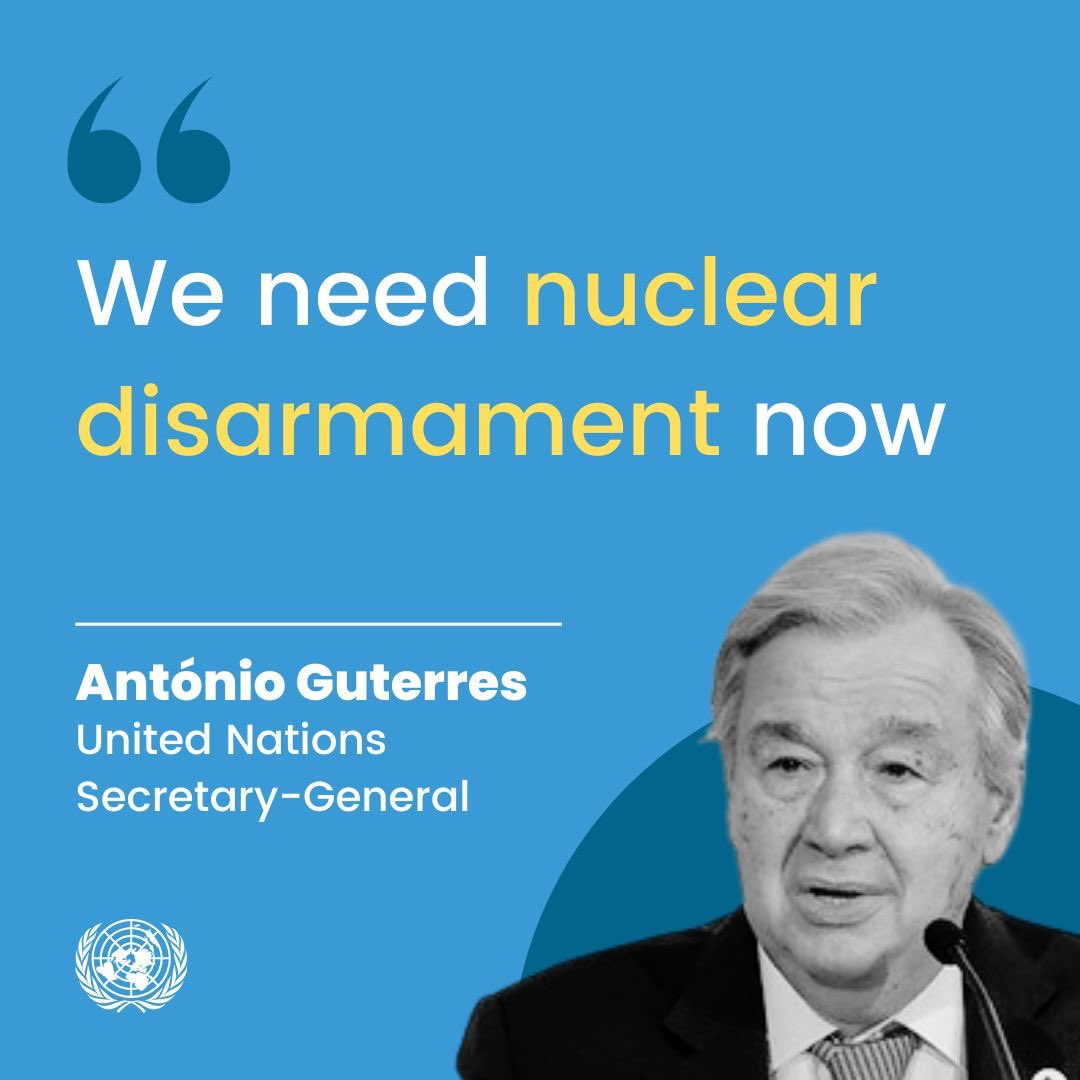 Nuclear weapons are growing in power, range and stealth, @antonioguterres told the UN Security Council yesterday. An accidental launch is one mistake, one miscalculation, one rash act away. We need nuclear disarmament now. ➡️ un.org/sg/en/content/…