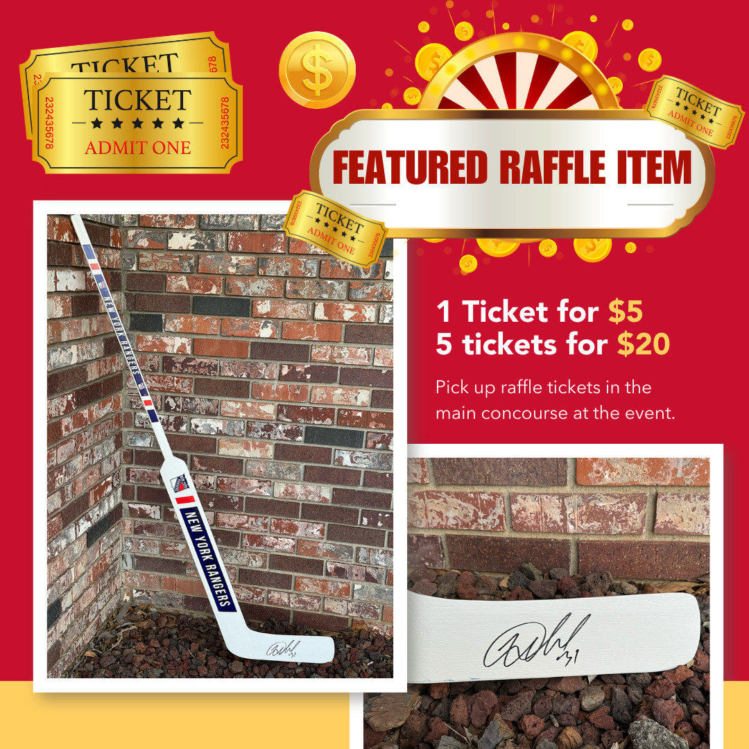 Don't forget to pick up your raffle tickets at the @frfomaha booth for your chance to win items like this goalie stick autographed by @NYRangers goalie and Vezina Trophy winner, Igor Shesterkin!

Still need tickets to the big event? Get 'em here: bit.ly/gunsnhoses24