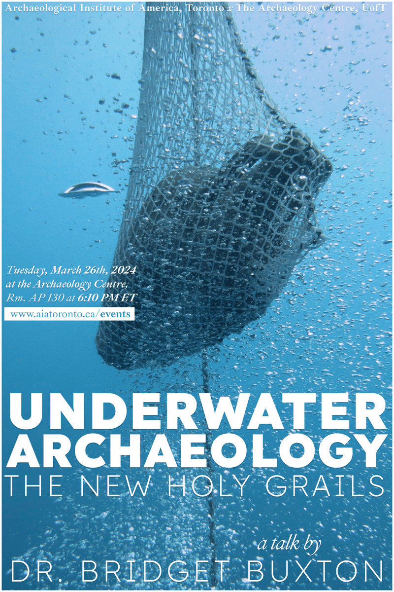 Public Talk: Join @torontoAIA and @ArchCentreUofT for 'Underwater Archaeology: The New Holy Grails' by Dr. Bridget Buxton - part of the 2024 AIA National Lecture Program.🌊 WHEN: March 26 @ 6 PM WHERE: Arch Centre, Rm. 130 Details: aiatoronto.ca/events