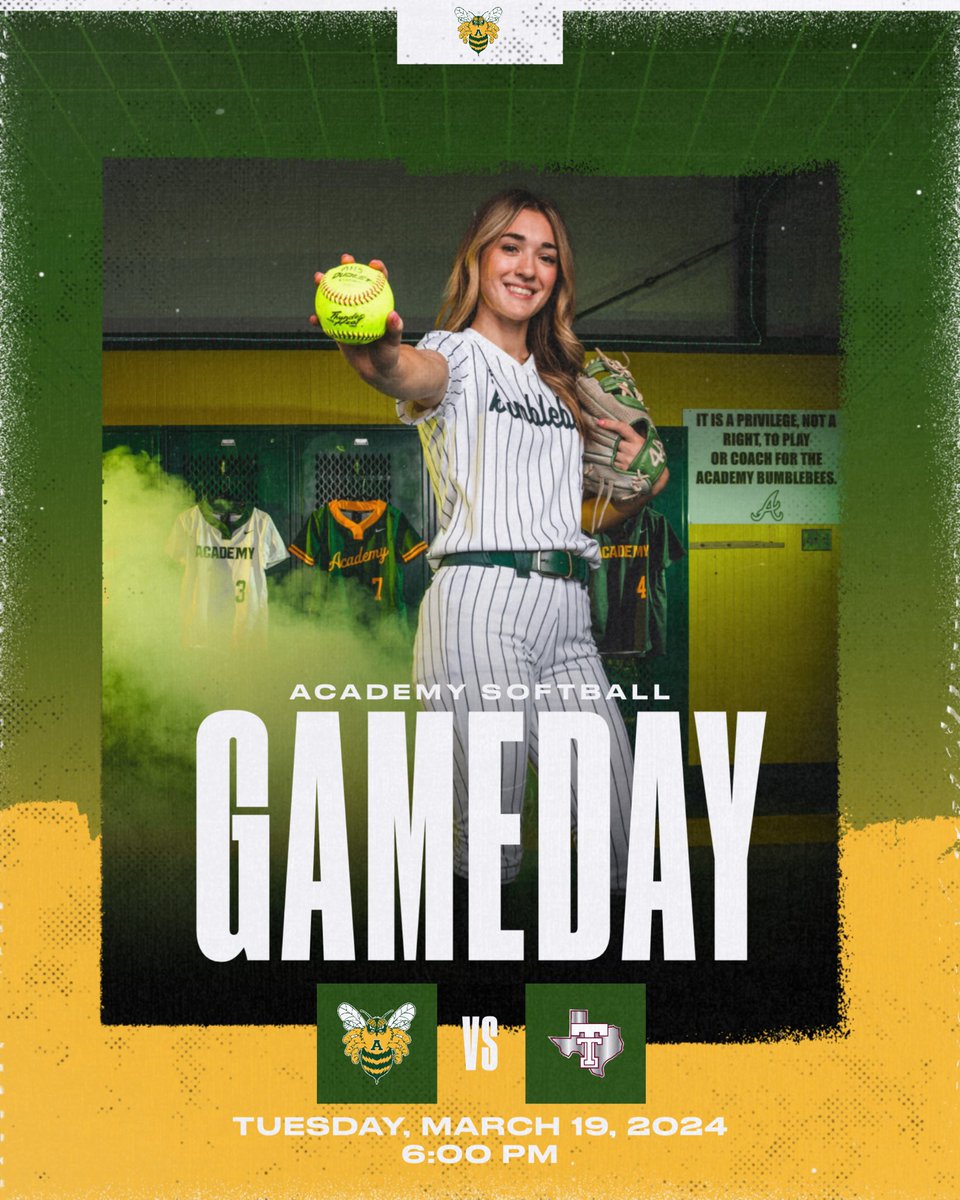 Game day for Academy softball! Pack the stands, bring your cowbells, and cheer on the Lady Bees loud and proud!

🗓️ March 19, 2024
🆚 Troy Trojanettes
📍 Academy High School
⌚️ 6:00 PM