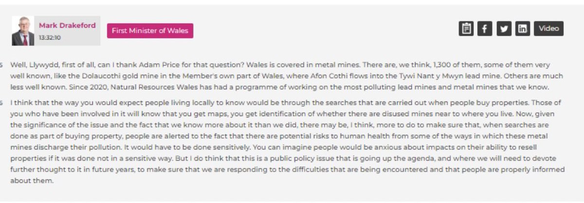 Mark Drakeford's final First Minister's Questions kicked off today with a question from @Adamprice on the FT's investigation into metal mines and human health.