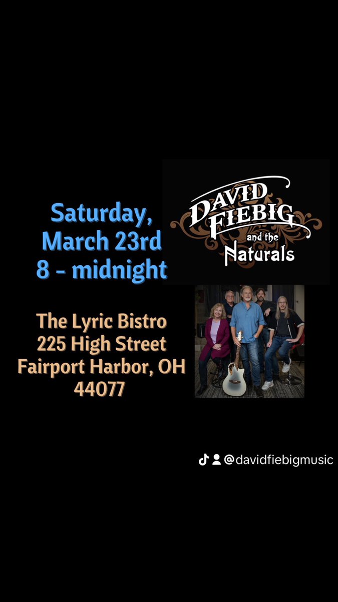 Check out this #NewMusic club #Cleveland #FairportHarbor #LyricBistro entertainment from your acoustic rock favorites plus songs from #CrossTheBridge #DavidFiebig #SaturdayVibes