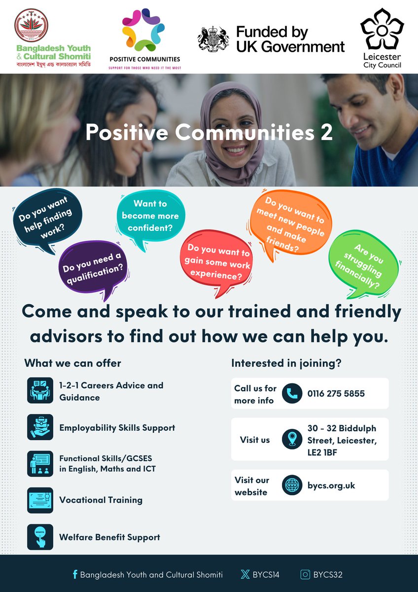 Come and speak to one of our trained and friendly advisors to find out how we can help you.  

Call us on 0116 275 5855