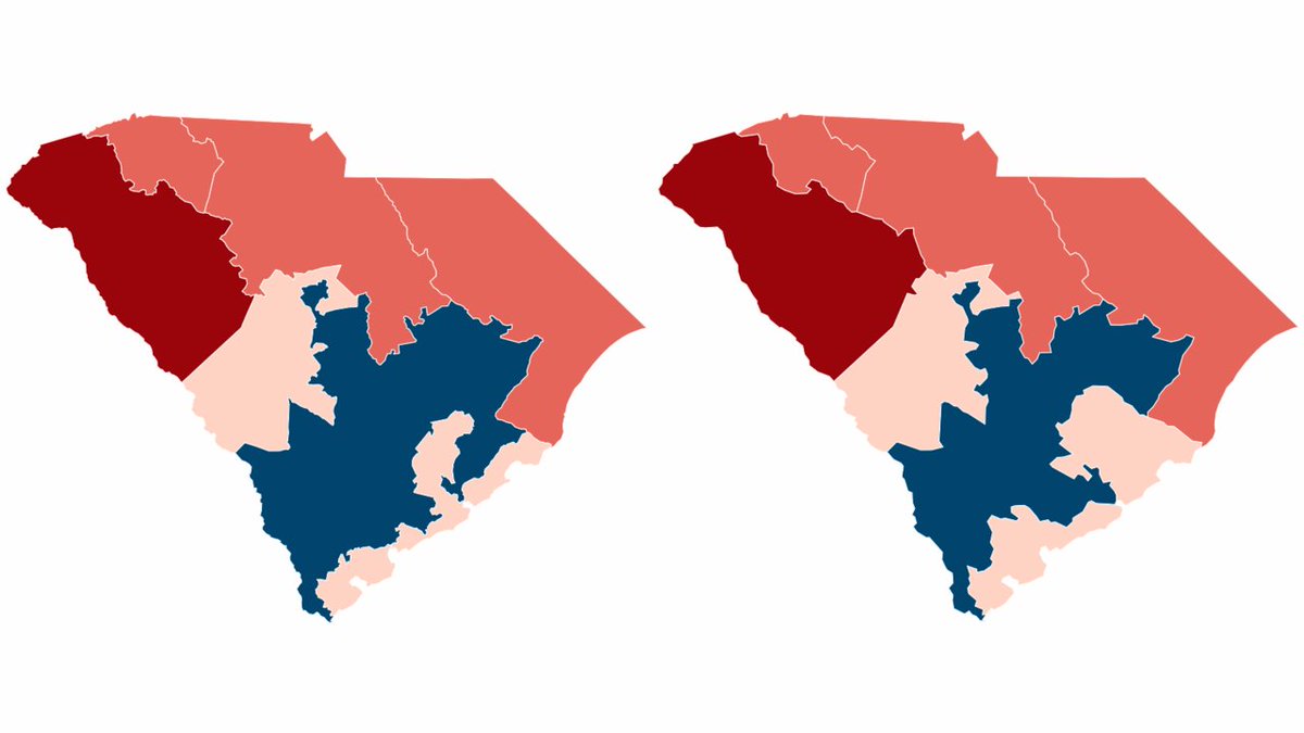 Bruce4USSenate's tweet photo. Waiting to see if SC has a decision from a lower court to keep their Congressional District maps in the face of no #SCOTUS ruling on #AlexandervSCNAACP.
Impacted elections:
CD1 RACE:
@NancyMace @TempletonCath @AHAndersonSC Republican Party
@MacDeford @michael_b_moore Democratic Party
CD6 RACE:
@RepJamesClyburn Democratic Party @DukeforCongress Republican Party
@Marcel4Congress United Citizens Party
Maps of changes in SC CD 1 and 6, per @CNN