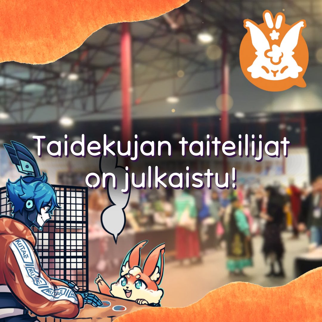 Taidekujalaiset on julkaistu! 🎨
Huomaathan, että paikalla on myös taiteilijoita jotka ovat vain yhden päivän tapahtumassa. Heidät on selkeästi merkitty joko la tai su -kuvakkeella esittelyn oikeaan ylälaitaan. 

kotae.fi/taidekuja/

#Kotaeexpo #Kotaeexpo2024