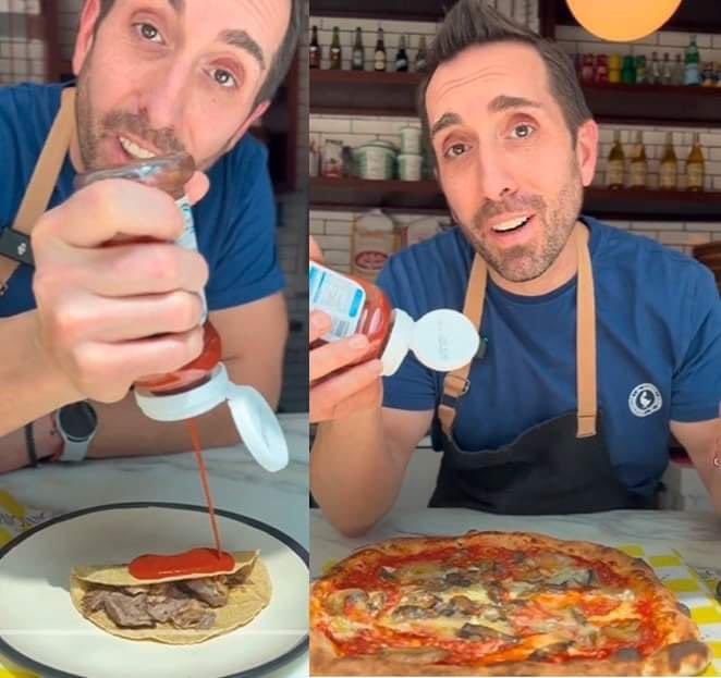 larutagarnacha's tweet photo. 'A ver pónganle ketchup a sus tacos' Chef Italiano pide a Mexicanos que no le pidan ketchup cuando vayan a su restaurante de pizza en CDMX. ¿Qué opinan? https://t.co/PaeUuGc5uS