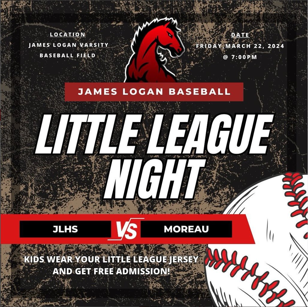 Loganbsblfan's tweet photo. Little League Night, Friday March 22nd. 7PM. Kids wear your little league jersey and get free admission!⚾️🐎 #GOCOLTS JLHS VS MOREAU! Don't want to miss it! https://t.co/ba6epYJaeP