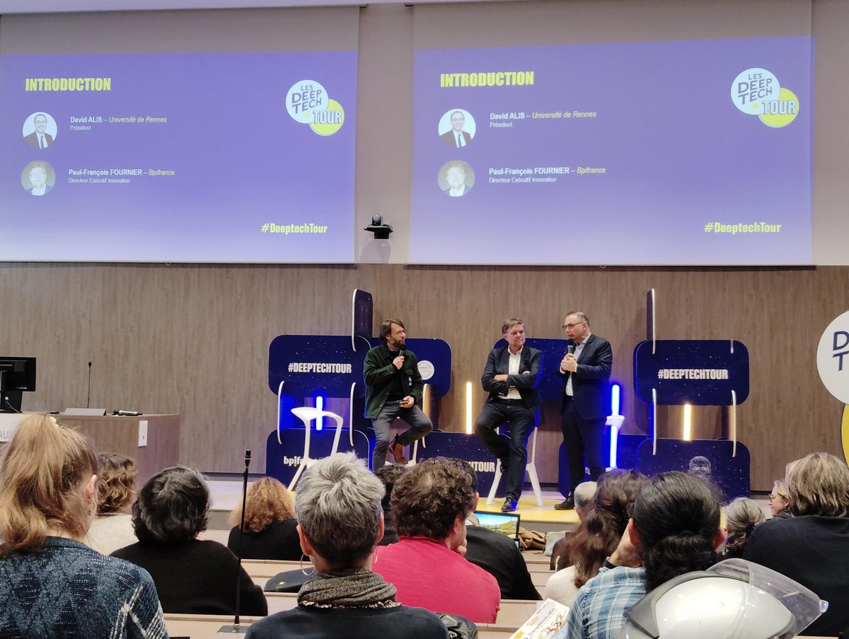 AsteryosGroup's tweet photo. Le #DeeptechTour de @Bpifrance fait escale à #Rennes aujourd'hui. L'occasion de retrouver des visages familiers de l'écosystème notamment Skyld😀et de faire le bilan des 5 ans du plan #deeptech 
#Innovation #startup https://t.co/cZ0rtDkNbx