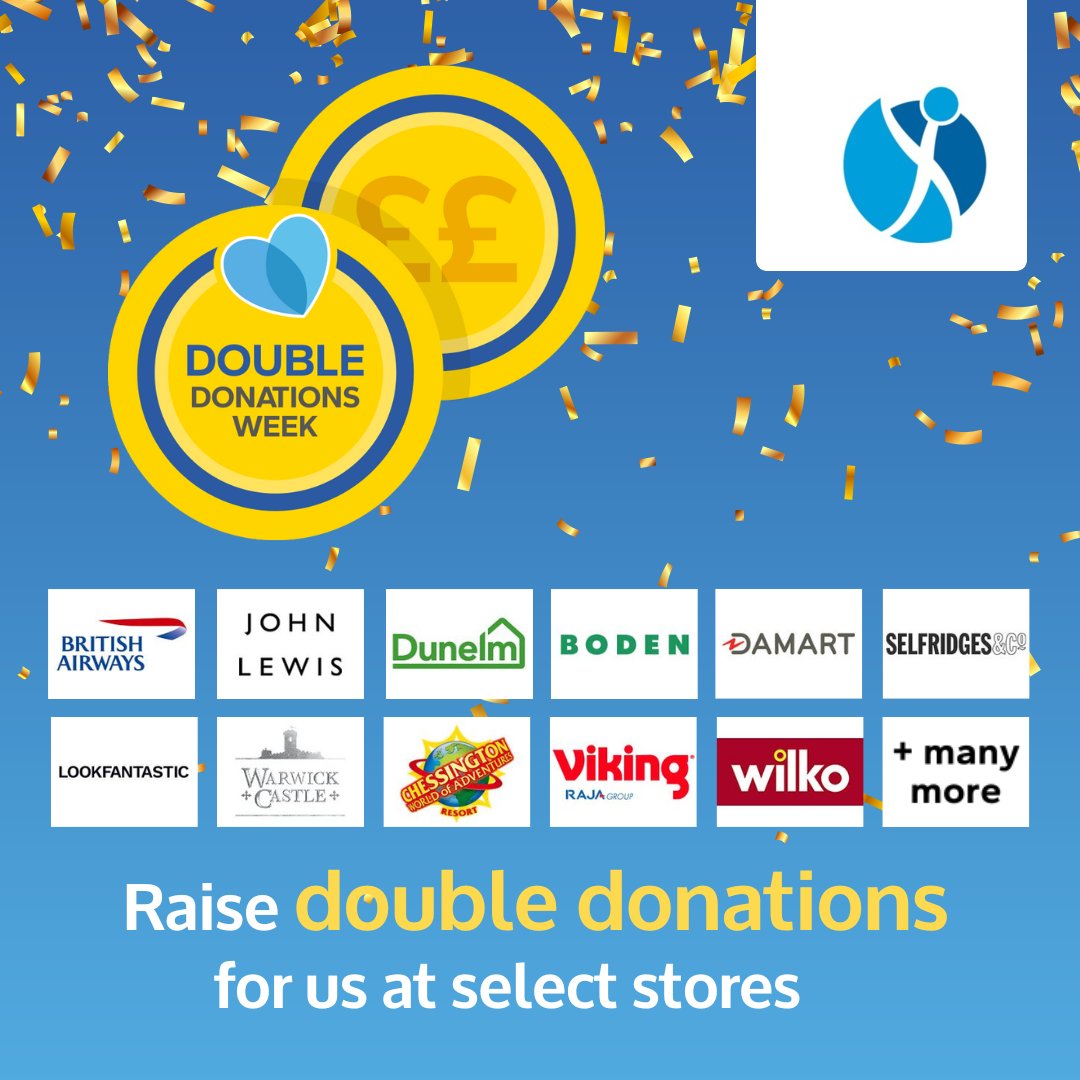 Get DOUBLE the usual donation at John Lewis, Boden, British Airways, Dunelm and many more from our partner @giveasyoulive! Plus, there are QUADRUPLE donations on popular days out, just in-time for the holidays! Shop and raise > giveasyoulive.com/double-donatio… #backingyouforlife #sis