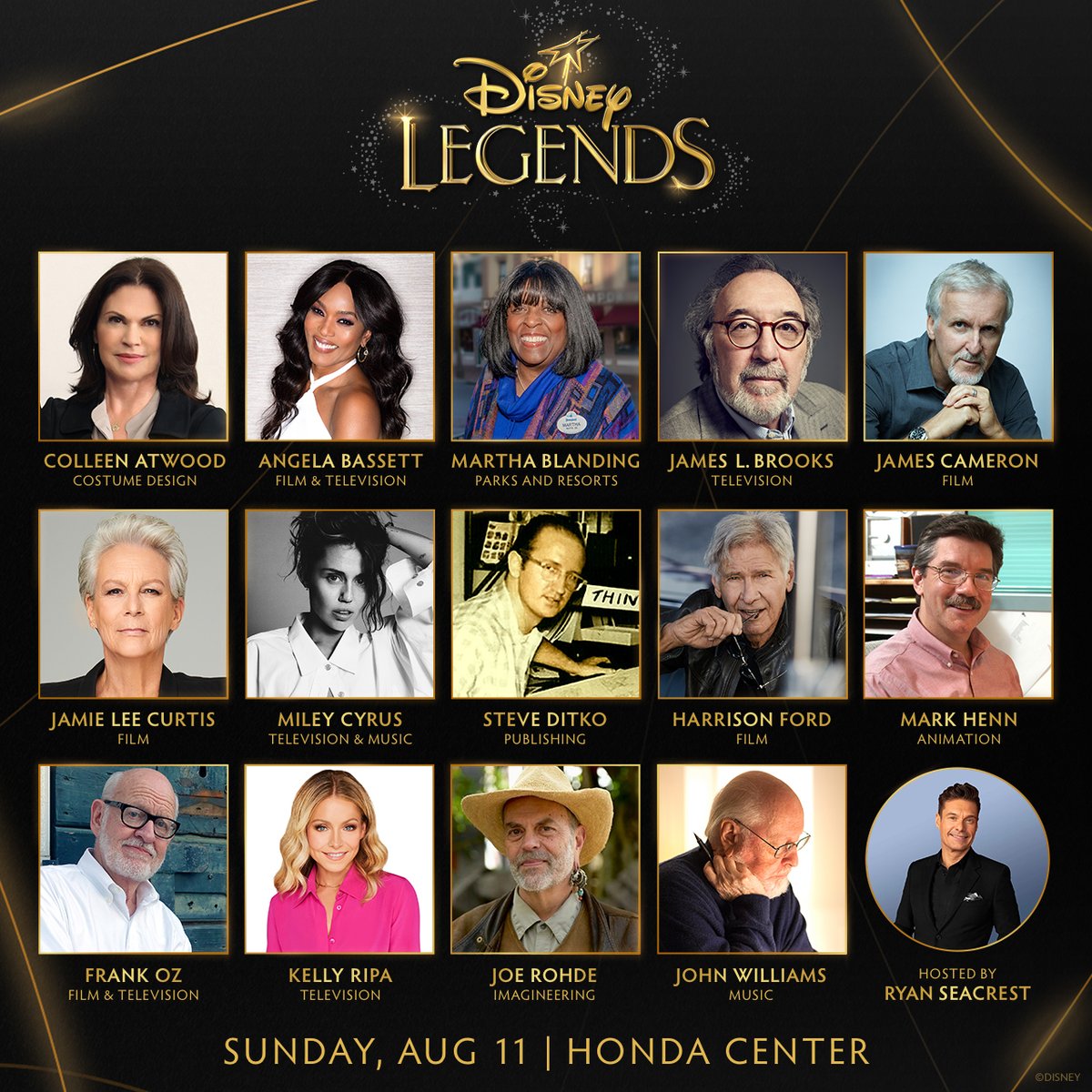 Presenting the 2024 class of Disney Legends! 🎉 See the Disney Legends Awards Ceremony hosted by @RyanSeacrest on Sunday, August 11 at D23: The Ultimate Disney Fan Event. #D23