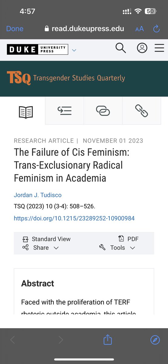 JordanAmaranth's tweet image. My article on Trans-Exclusionary Radical Feminism in Academia just came out in @tsqjournal today! Use the link to download and read it — read.dukeupress.edu/tsq/article/10… — it’s so exciting (and nerve wracking ngl) to be amongst such amazing trans scholars in this issue 🥰 🥹✨