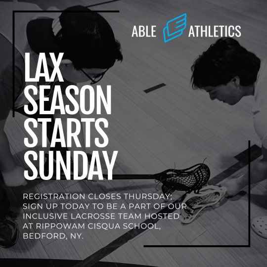 Our much-anticipated lacrosse season kicks off this Sunday at Rippowam Cisqua in Bedford.  Don't miss out on the action - athlete registration closes this Thursday. Please note that volunteer registration is now closed.

Sign up now on our website or through the link in our bio
