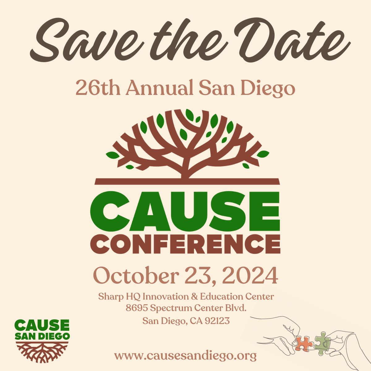 We are so excited to announce that the 26th Annual Cause Conference is coming back to San Diego this October!
 
Interested in sponsoring our 2024 Conference? Reach out to us at info@causesandiego.org to learn more.