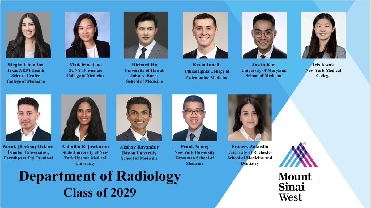 Thrilled to announce the results of our 2024 residency match. Welcome to the Mount Sinai Radiology family! #radres #mountsinai #mountsinaiwest #match2024 @MountSinaiDMIR