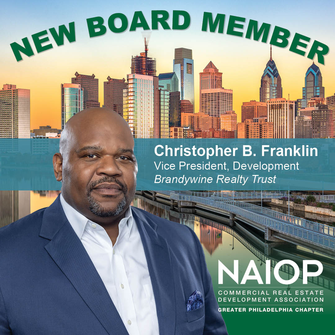 We are pleased to announce that Chris Franklin of <a href="/BrandywineRlty/">Brandywine Realty Trust</a> will join the NAIOP Board of Directors.  We are thrilled to have Chris join our leadership team. Welcome, Chris!  #NAIOPPHL