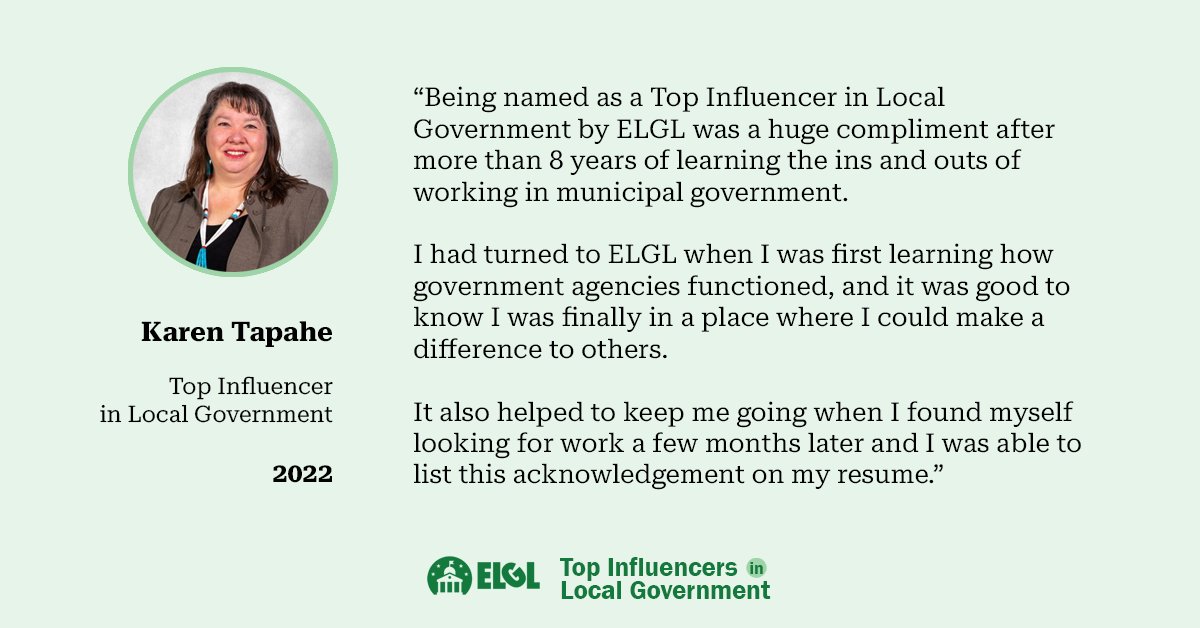 Karen Tapahe, a 2022 Top Influencers in Local Government honoree, shares what the award means — and why you should nominate a local gov pro today. Know someone who should be recognized? Nominate a local gov pro by March 31, 2024: forms.gle/5bu1UMnezY8scm…
