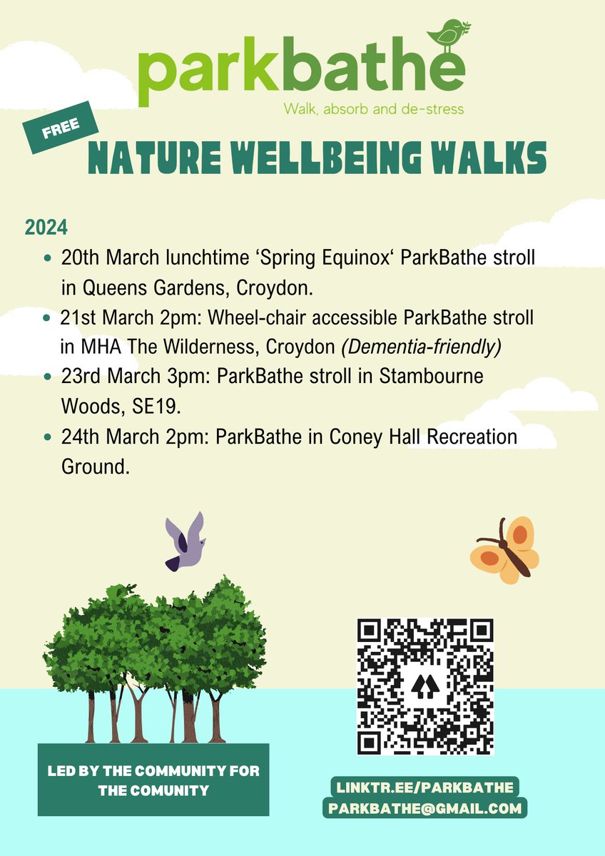 Celebrate the Happier Outdoors Festival London this week! 100s of green events! ParkBathes are free, mindful strolls to de-stress and connect to nature on your doorstep. Book via linktr.ee/parkbathe #happieroutdoorsfestival #equinox
