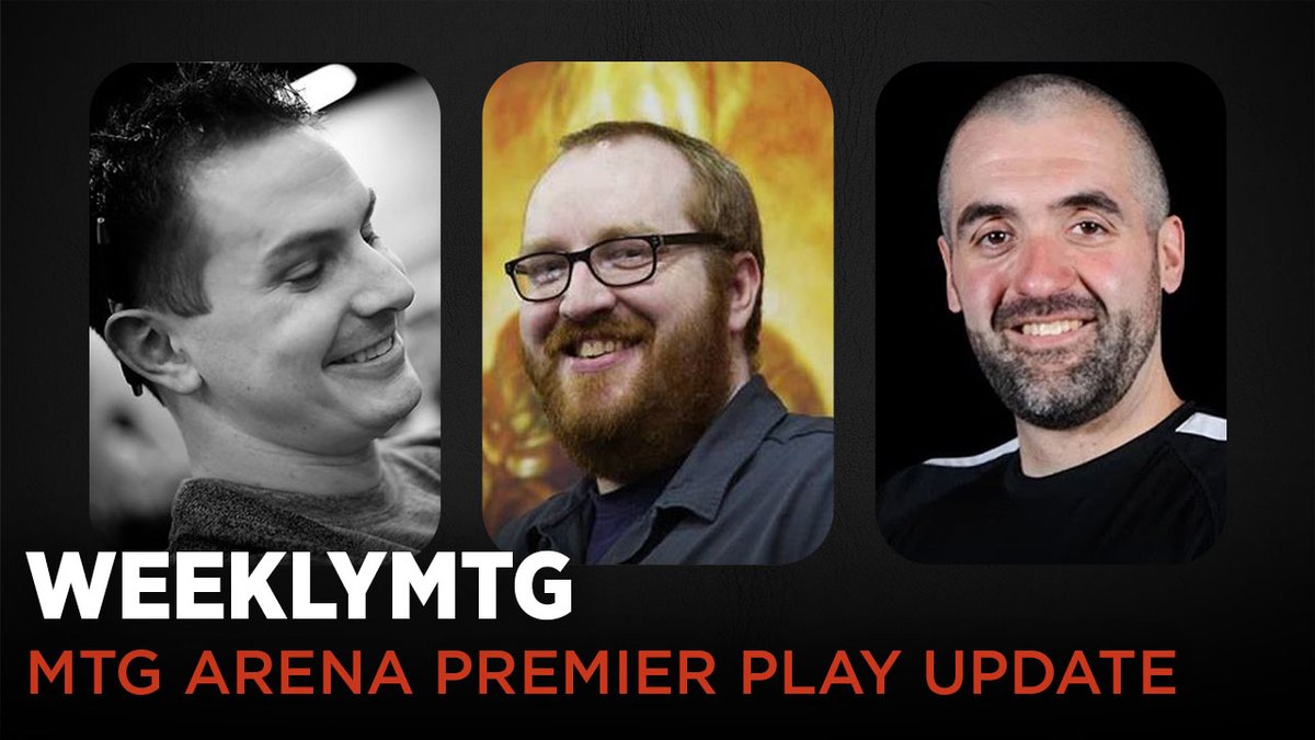 In a little less than an hour from now at 10:00 AM Pacific on twitch.tv/magic, we're live with WeeklyMTG! Blake is joined by William Jensen and Kyle Knudson to talk about the future of <a href="/MTG_Arena/">MTG Arena</a> Premier Play!